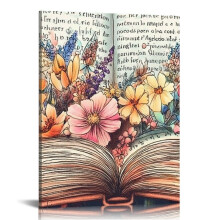 Art Poster - Floral Book Print - Flower Wall Art - Chic Gift for Men, Women, Teacher & Student - Colorful Decor for Bedroom 12x16 in