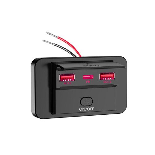 Διπλός φορτιστής αυτοκινήτου QC3.0USB & PD3.0 τύπου C 12V-24V, αδιάβροχη υποδοχή γρήγορης 1
