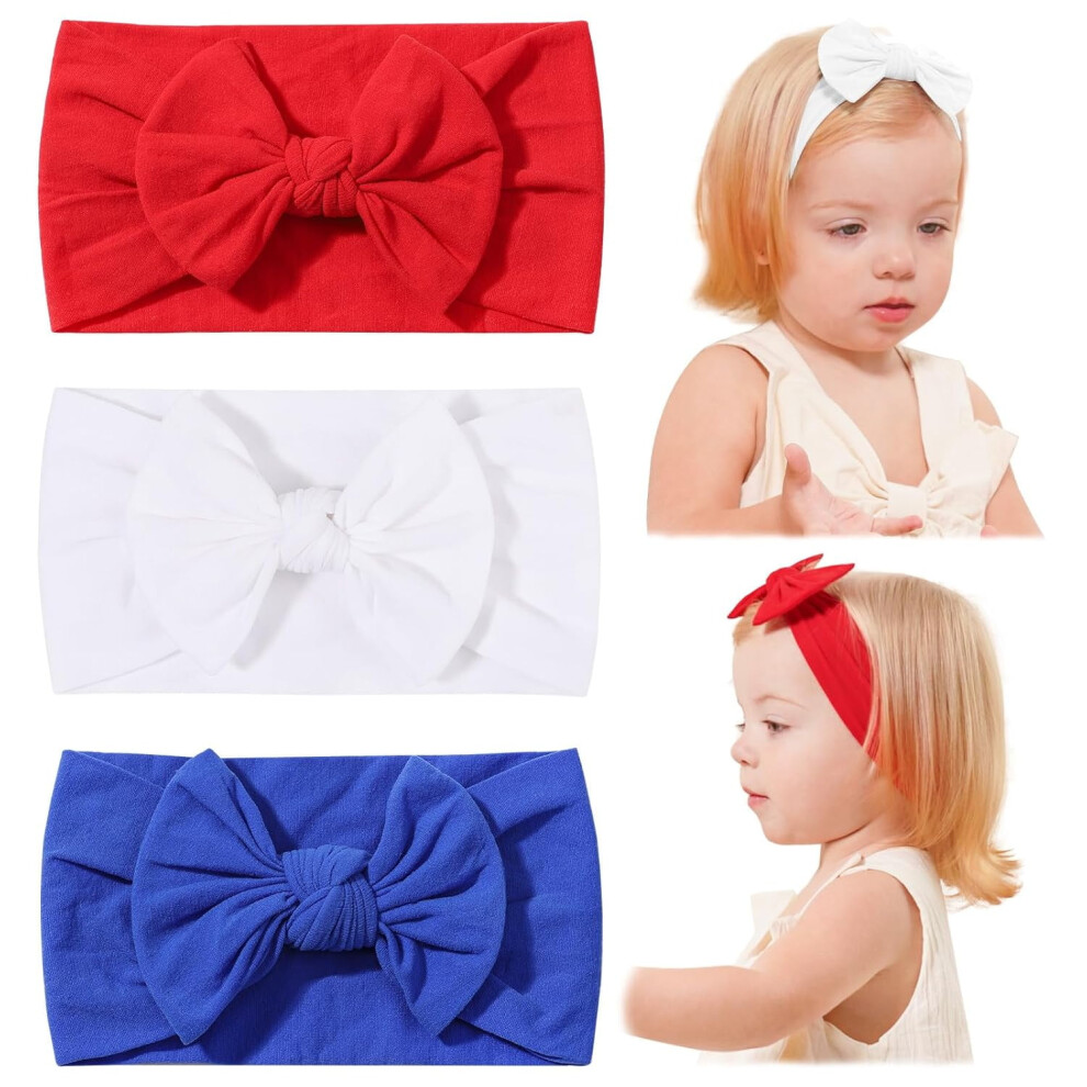 Unisex 3Pcs Baby Nylon Headbands, Hair Bow Elastics Hairbands, For Baby Girls Newborn Infant Toddlers Kids