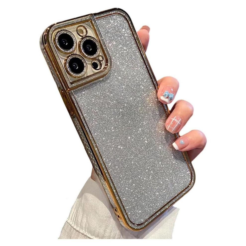 Iphone 15 Pro Electroplated Rhinestone Case With Gold 9101399769385