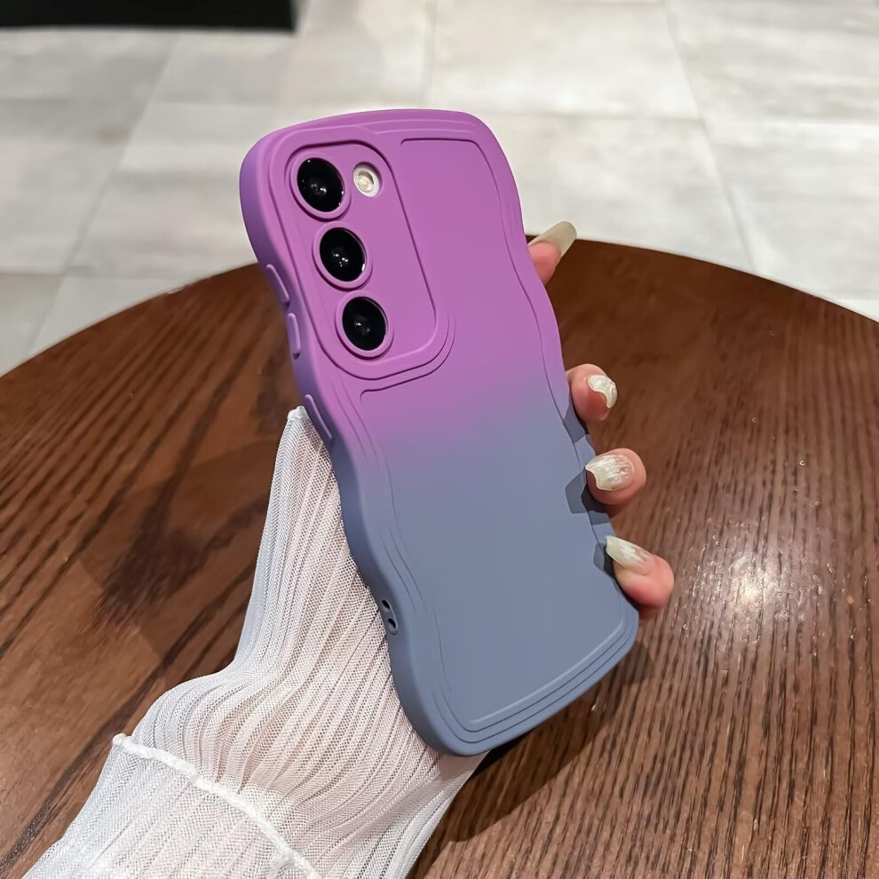 Gradient Curly Wave Shockproof Bumper Case For Samsung Galaxy S20 Plus 5G (6.7", 2020) – Compatible With Galaxy S20 Plus Purple/Gray 9178400152221