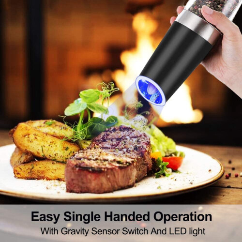Electric Automatic Salt And Pepper Shaker Gravity Spice Mill Adjustable Coffee Grinder With LED Light Kitchen Tools 2