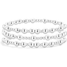 Silver Gold Bead Bracelet Retro Copper Three-Piece Set 5mm