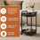 Round side table with 2 shelves and 4 wheels black 4