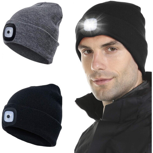 Unisex καπέλο LED Beanie, πλενόμενο πλεκτό ζεστό καπέλο κεφαλής για χειμερινές 1