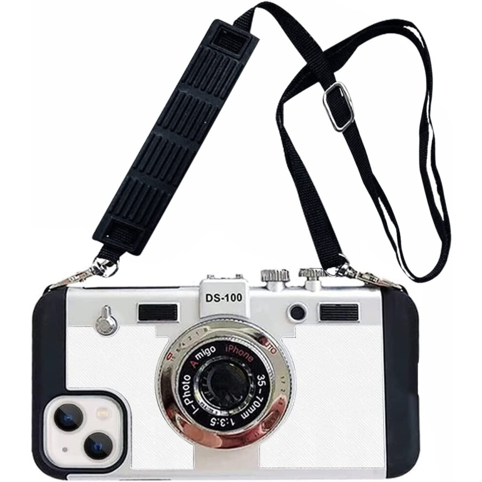 Emily In Paris Phone Case For Iphone 12 (6.1") Â 3D Vintage Camera, Soft Silicone, Shockproof, With Lanyard, White 9336866721614