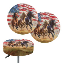Housses de tabouret de bar en polyester avec drapeau américain et motif cheval (2 pièces)
