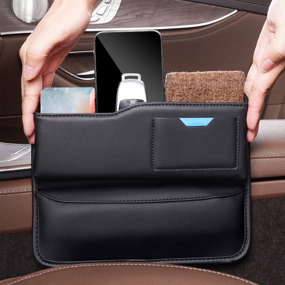 Car Seat Organizer Storage Box - Car Seat Slot Storage Solution, Leather Interior Accessory For Clutter-Free Driving, Fits Most Vehicles 9336866722451