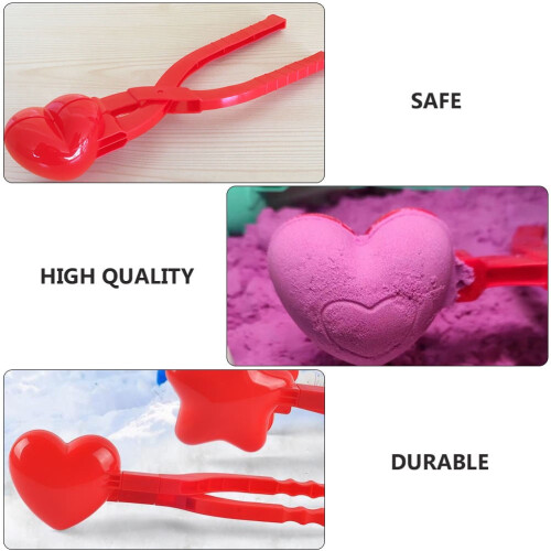 1Pc Red Plastic Clamp Snow Ball Making Tool with Comfortable Handle for Winter Fun 1