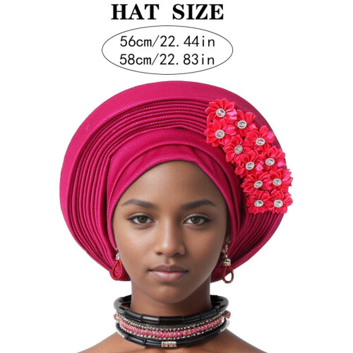 Αυτόματη αφρικανική κεφαλή γραβάτας Aso Oke Headwraps καπέλο τουρμπάνι γάμου πάρτι 2