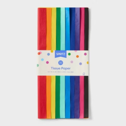 50ct Tissue Paper Colored - Multicolor Gift Packaging for Birthday & Easter, Solid Pattern, 16.5" x 24" 2