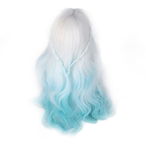 Doll Wig 1/3 High Temp Silk Long Curly Gradient Blue Soft Hair Replacement 1
