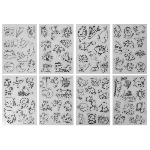 8pcs Heat Shrink Sheets for DIY Keychains & Crafts Cute Animal Pattern 1