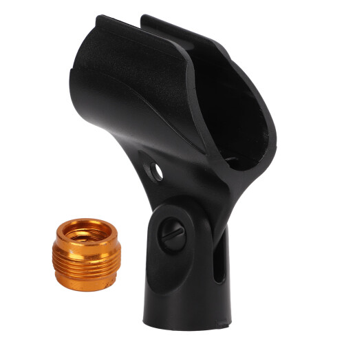 Suporte de microfone antiderrapante e resistente, compatível com microfones dinâmicos, clipe universal para microfone com orifício para parafuso