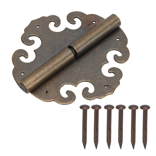 High Strength Hinges Not Easy To Deform Rust Resistant Brass Material Antique Decorative Hinges Cloud Pattern Retro Design Easy To Install Suitable