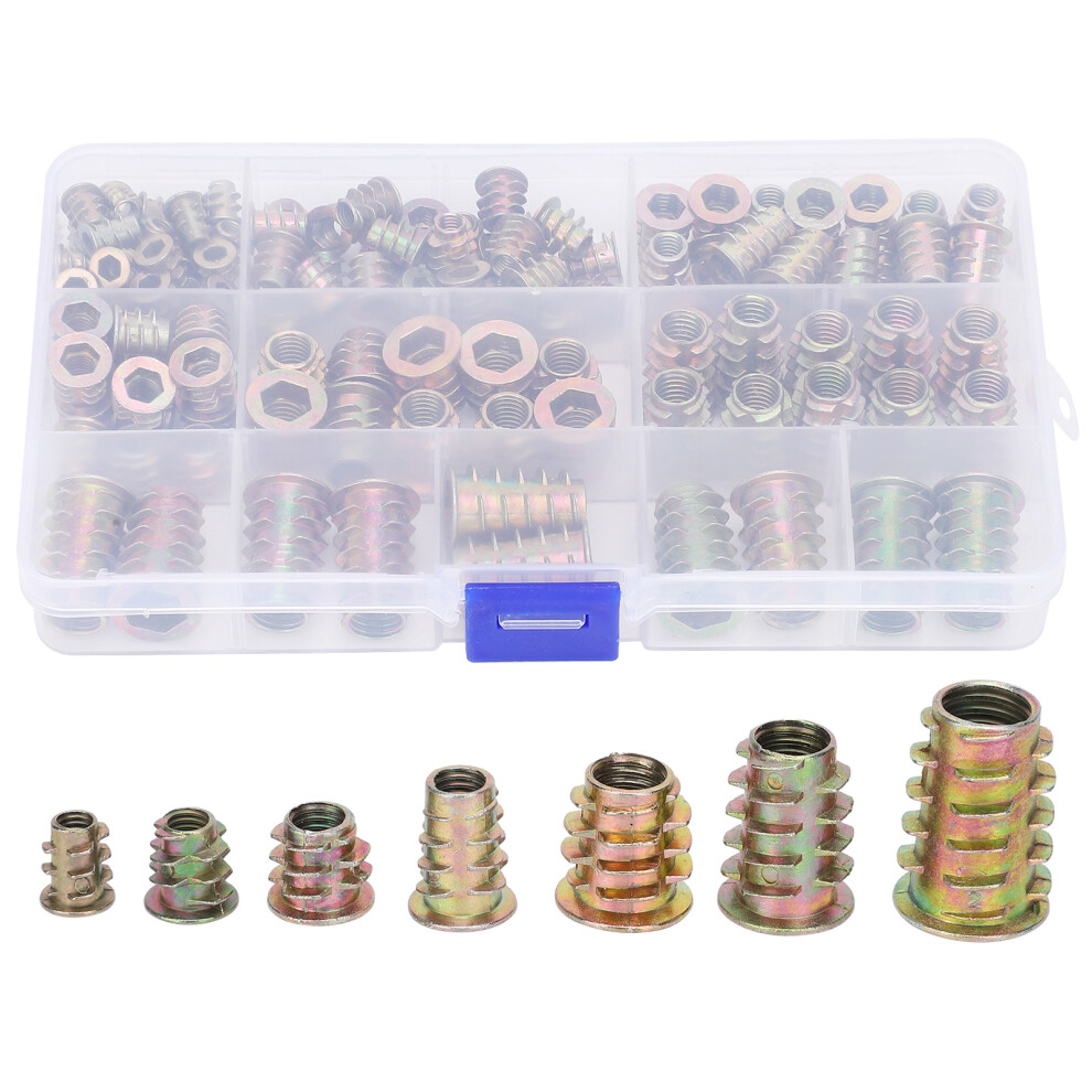 Wood Threaded Insert Nuts Set, Corrosion Resistant Zinc Alloy Self Tapping Designed External Thread Hex Socket Drive Tapered External Threads With 9370362895844