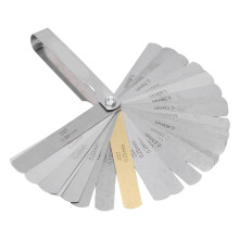 Flexible Anwendung Stahl-Fühlerlehre, 32 Klingen, doppelt markiert, metrisch/imperial, leichtes, faltbares Werkzeug für präzise Messungen