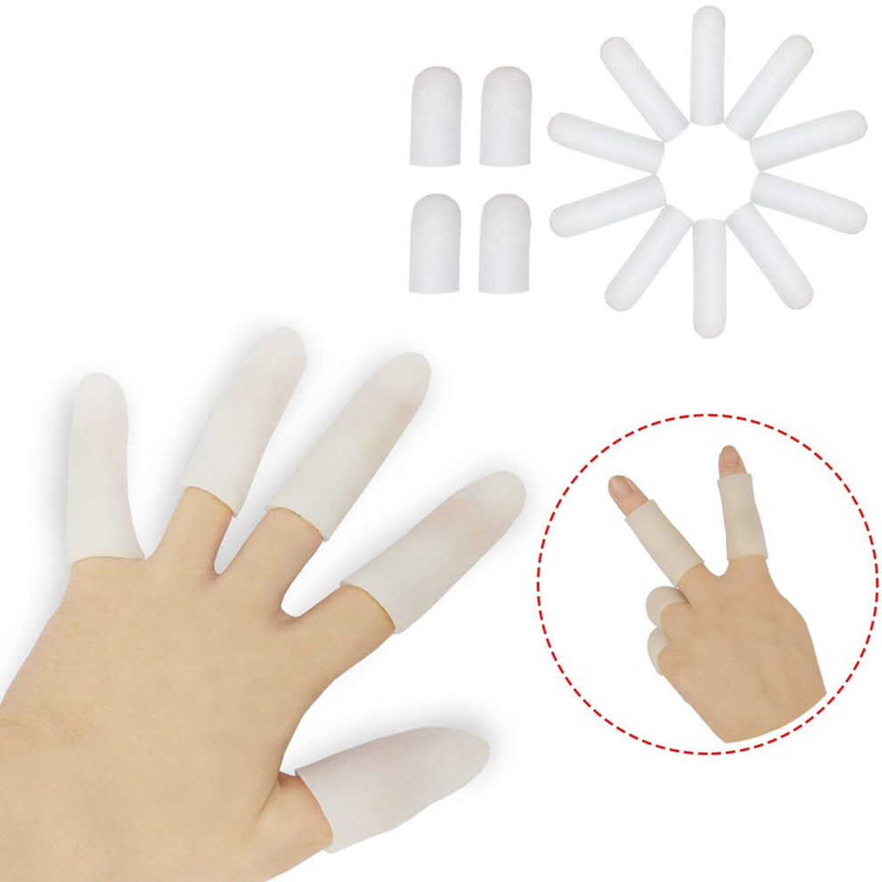 Ludlz 10PCS Soft Reusable Gel Finger Protectors, Silicone Finger Cots/Sleeves for Cracking & Trigger Finger â Compatible with Sensitive Skin