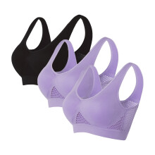 Soutiens-gorge de sport pour femmes (lot de 3), grandes tailles, sans armatures, sans coutures, push-up, couvrance totale, respirants, confortables