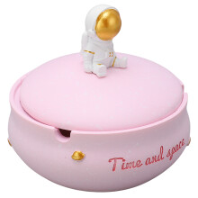 Decorative Ashtray With Lid Resin Cartoon Astronaut Design Durable Windproof Smoking Tray, Easy To Clean Luxury Pink Ash Holder For Indoor Outdoor
