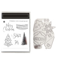 Easy Christmas Metal Die with Clear Silicone Stamp for Scrapbooking