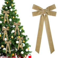 Extra Wide Velvet Ribbon Bows for Christmas Tree – Vintage Beige, DIY Holiday Decor, Compatible with Standard Tree Branches