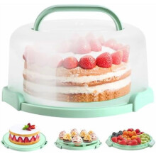 BPA-Free Cake Carrier with Lid & Handles for 10" Cakes, Cupcakes, Pies – Two-Sided Base, Compatible with Standard Transport