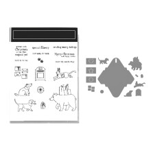 Easy Christmas Metal Die with Clear Silicone Stamp for Scrapbooking