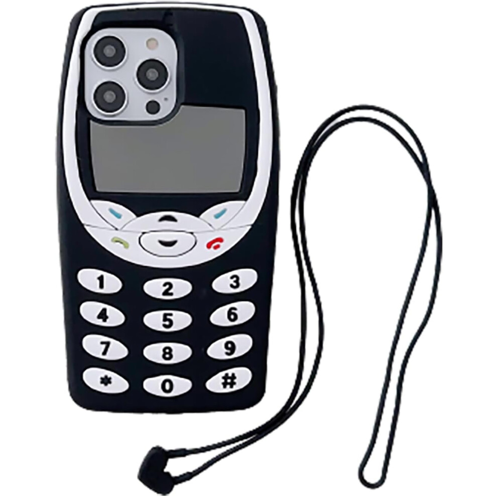 3D Retro Kawaii Silicone Phone Case For Compatible With Iphone 15 Pro Max 6.7", Soft Cute Design Â Black 9181073423635