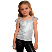 AWZXDE Girls Sparkly Tank Top With Adjustable Tie Straps Longline Vest For Party Casual Wear And Kids Vest Apparel Silver,11-13 Years