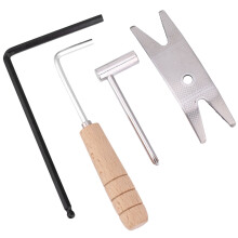 Conjunto de ferramentas para reparo de guitarra elétrica, incluindo 4 peças, chave inglesa resistente com cabo de madeira para maior conforto.