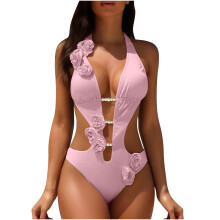 Costum de baie dintr-o singură piesă pentru femei, cu decupaje florale 3D