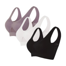 Sports Bra for Women 3 Pack, Plus Size Wireless Seamless Push Up Bras Full Coverage Breathable Comfort Stretch High Impact Yoga Bra