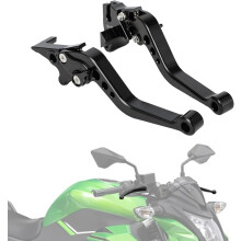 Adjustable CNC Motorcycle Brake/Clutch Lever Set Compatible with Z125, Z125 PRO, EX400, Z400, EX300, Z300, EX125, EX250, 250R, KLE300, 300X – Black