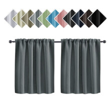 Thermal Short Blackout Curtains for Small Window - Darkening Curtains for Living Room Bedroom Kitchen - W29.9xL36 Inch Set of 2 Panels - Gray