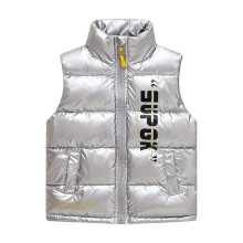 AWZXDE Boys Warm Quilted Vest Winter Padded Sleeveless Jacket Thickened Insulated Kids Vest For Cold Weather Silver,9-10 Years