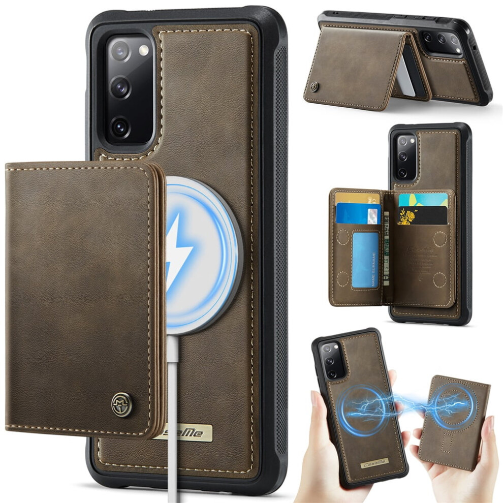 Rfid-Blocking 2-In-1 Magsafe-Compatible Pu Leather Case For Samsung Galaxy S20 Fe 5G Â Kickstand & Card Holder Brown 9558633019124