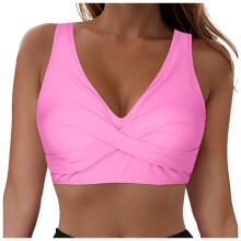 Dambikiniöverdelar med push up-teknik och bygel, sexig bikini med v-ringning och baddräkt, badtoppar