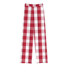 4-14 Years Children's Plaid Printed Pants Boys And Girls Elastic Waist Straight Pants Red
