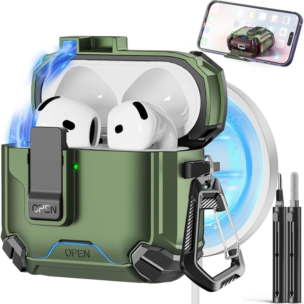 Compatible With Airpods 4Th Gen Case, Magsafe, Magnetic Auto-Lock, Phone Stand & Cleaning Kit Â Anc Charging Cover (2024) 9485826604891