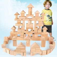100 Pieces Wooden Building Blocks, Montessori Toys for 1 2 3 Year Old Girls Boys
