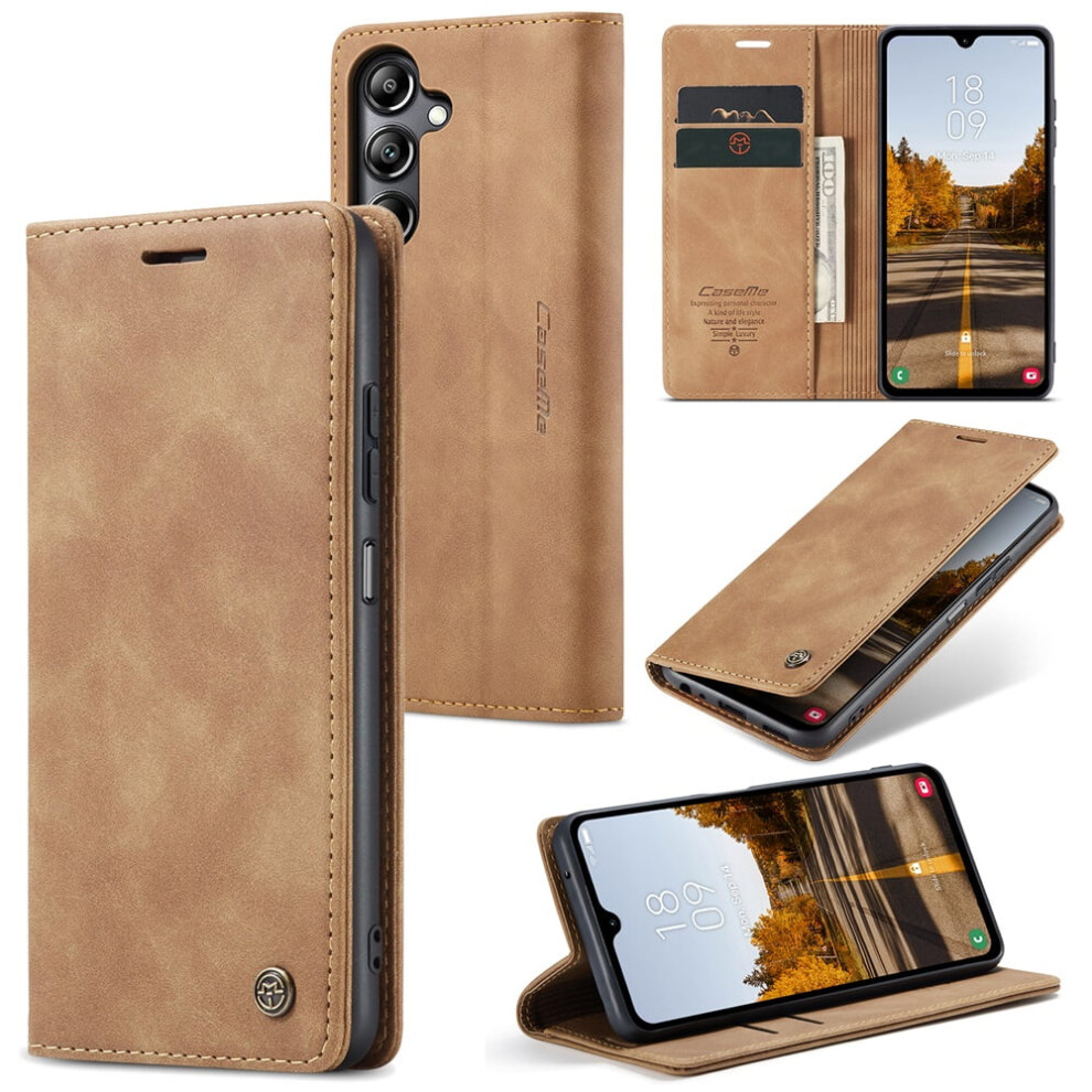 Caseme Leather Flip Wallet Case For Compatible With Samsung Galaxy A05s Â Magnetic, Card Holder, Kickstand, Shockproof, Brown 9558633017205