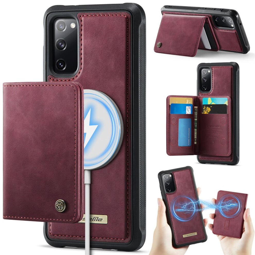 Rfid-Blocking 2-In-1 Magsafe-Compatible Case For Samsung Galaxy S20 Fe 5G Â Pu Leather Wallet & Kickstand, Wine Red 9485826607373