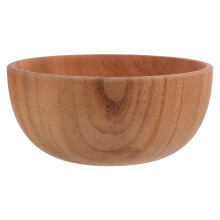 Round Brown Wooden Salad Mixing Bowl - 1 Piece Kitchen Serving Bowl