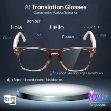 144-Language Translator with Blue Light Filter, Polarized Lenses, Low-Latency Audio, Mic/Speaker, AI Assistant, Compatible with iOS/Android, USB