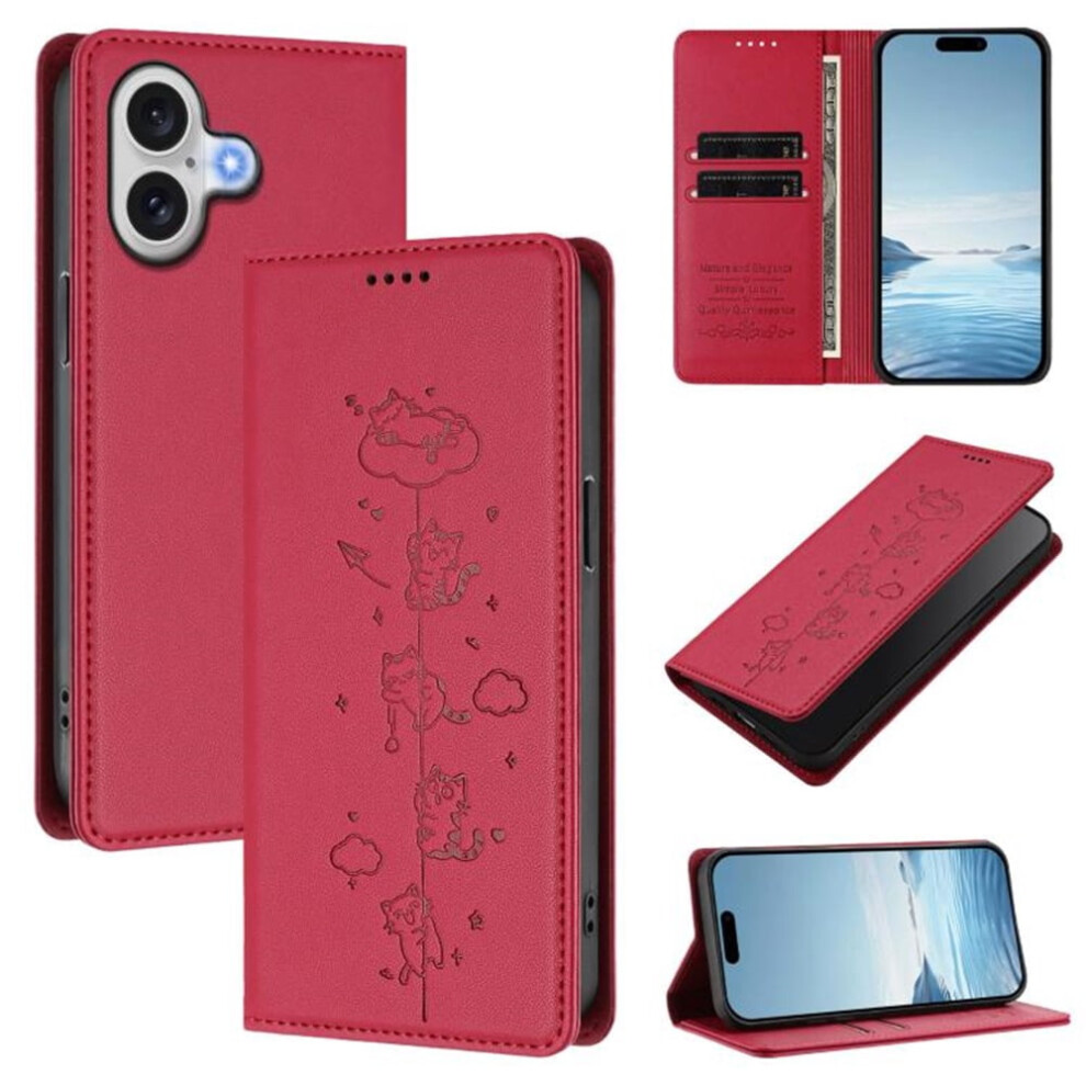 Rfid-Blocking Leather Flip Wallet Case For Iphone 17 Red 941196980502