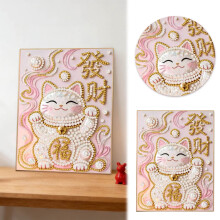 DIY 3D Pearl Cat Painting Kit with Canvas, Pearls & Tools – All-Pearl Dot Art for Beginners, Home Decor Gift