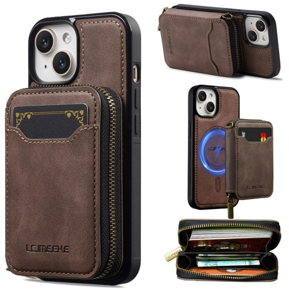 Leather Wallet Phone Case With Zipper Pocket For Iphone 14 941196978974