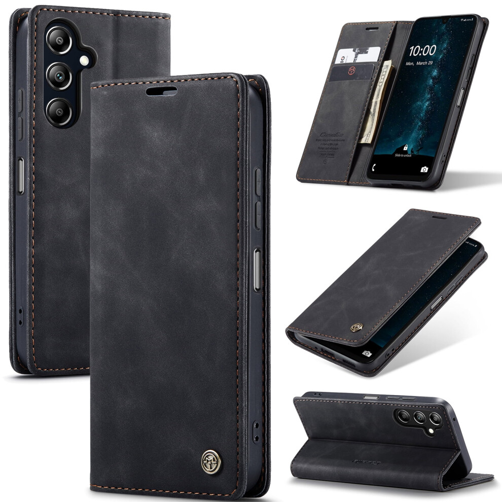 Caseme Leather Flip Wallet Case For Compatible With Samsung Galaxy A16 5GâMagnetic, Card Holder, Kickstand, Shockproof, Black 9193271806288