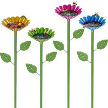 Colorful Metal Butterfly Bee Watering Station – Vivid Flower Bath Bowl for Pollinators, Outdoor Garden Decor, Compatible with Bee Gardens